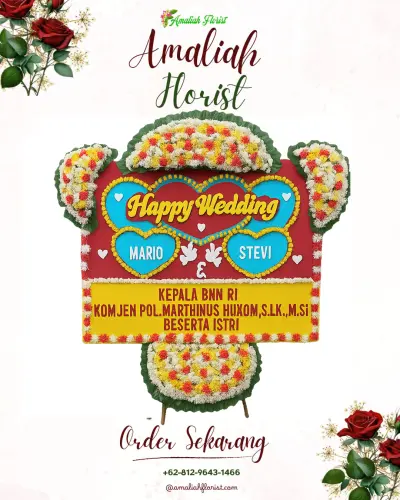 Karangan Papan Bunga Pernikahan di Badamita
